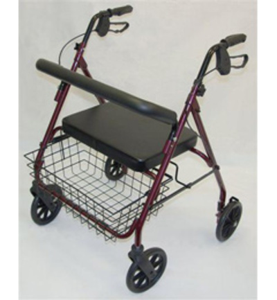 Heavy Duty 4 Wheeled Steel Bariatric Safety Walker with rest seat  Small