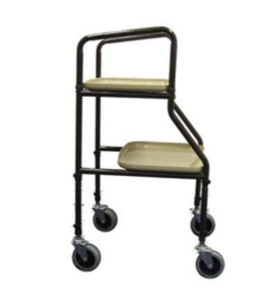 Adjustable Height Trolleys with Wooden Shelves